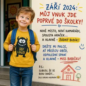 Můj vnuk 4 roky jde v září poprvé do školky, vymysli mi první vtipný popis