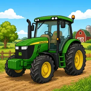 Kreslený traktor John Deere