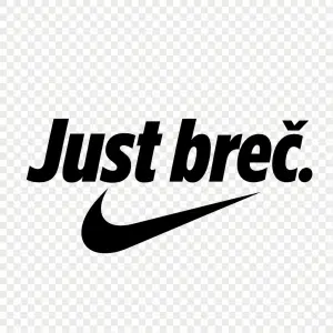 text "Just breč." s logem nike. Transparentní pozadí.