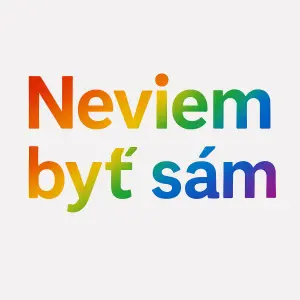 Vytvoř mi nápis duhovou barvou: Neviem byť sám