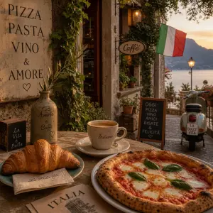 Croissant, pizza, kava, italsky vibe,