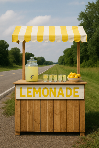 Udělej mi prosím velký stánek s limonádou u silnice