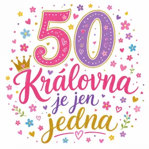 50 barevná napiš Královna je jen jedna srdíčka květinky malé