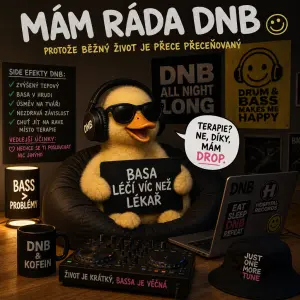 vytvoř mi prosím obrázek který bude charakterizovat ze mám ráda dnb a bude vtipný