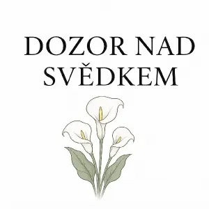 DOZOR NAD SVĚDKEM a jednoduchý obrázek květiny kreslené kaly