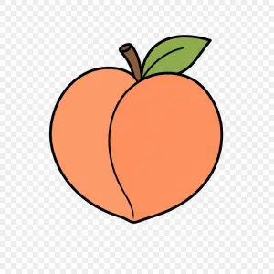 vygeneruj mi kreslenou broskev, bez pozadí, minimalisticky, orámovaný černou linkou