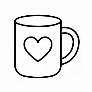 Prompt:Vytvoř minimalistickou vektorovou ilustraci na bílém pozadí určenou pro potisk hrnku. Styl: čisté černé kontury