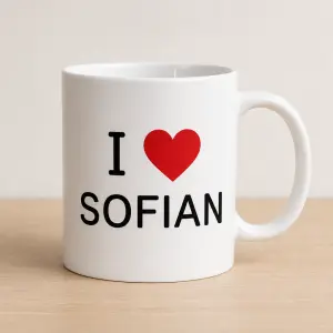 bude tam nápis:
první řádek I ❤
druhý řádek SOFIAN
SRDCE BUDE ČERVENÉ, TEXT BUDE ČERNÝ, OBYČEJNÉ PÍSMO