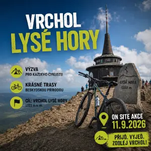 Ponechej obrázek jako základ a ponechej pouze nápis VRCHOL LYSÉ HORY. Ostatní nápisy na obrázku jsou pěkné a rozmísti je tak, aby byly rovnoměrně z obou stran čelenky.