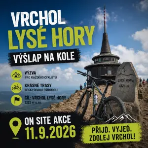 Vrchol Lysé Hory, výšlap na kole, On site akce 11.9.2026
