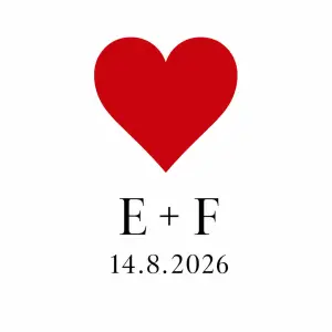 Predstavuju si jedno hezky plny srdicko pod tim napsano E + F a pod tim jeste 14.8.2026
