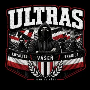 Potisk ultras fotbalového týmu zepředu
