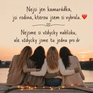 Nejsi jen kamarádka,
jsi rodina, kterou jsem si vybrala. ❤️
Nejsme si vždycky nablízku,
ale vždycky jsme tu jedna pro dr