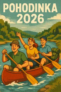 vytvoř obrazek na téma jedeme na vodu (myšleno jako že jedeme na vodu si to užít) musí obsahovat text "POHODINKA 2026"