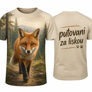 liška vepredu a vzadu napis putovani za liskou