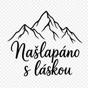 Obrys hor bez pozadí spojené s textem pod sebe :
Našlapáno s láskou
Černé provedení