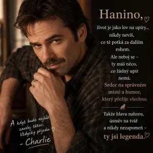 Charlie táta ze stmívání se sexy pohledem, s vtipnou životní radou. Pro Haninu