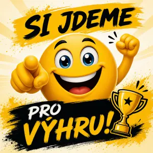 veselý smajlík s mottem že si jdeme pro výhru