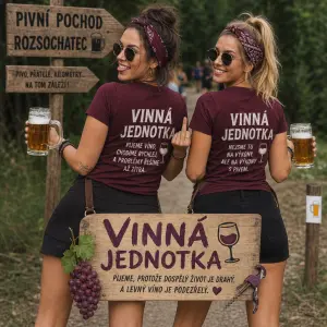 jdeme na pivní pochod Rozsochatec, název týmu: Vinná jednotka - vtipný drzý, jsme dvě holky