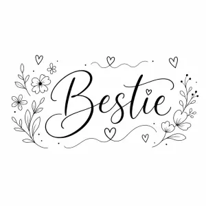 Bestie
udělej to jemně pro holky ozdobně, černé písmo, kytičky, srdíčka, a nějaké vlnky, na bíle pozadí