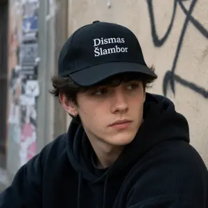 Na čepici bílý nápis Dismas Šlambor