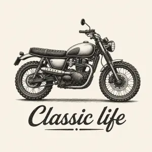 Chtelvnych obrázek scrambler moto a pod tím nápis Classic life