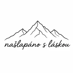 Obrys hory a s textem našlapáno s láskou