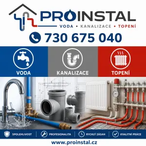 Proinstal 730 675 040 voda kanalizace topení