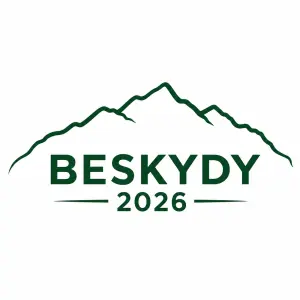 Obrys pohoří Beskyd s logem Beskydy 2026