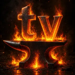 Hořící kovadlina a velká písmena t v