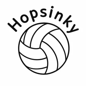 Vytvoř jednobarevný obrys volejbalového míče, nad kterým bude do půlkulata nápis Hopsinky.