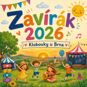 Obrázek jako z dětského festivalu s obrázkem konciciho léta, s Nápisem Zavírák 2026
A podtitulem Klobouky u Brna
