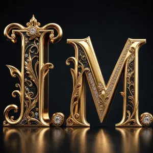 Iniciály I.M. v extravagantním stylu