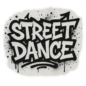 černý nápis street dance napsáno jako graffiti