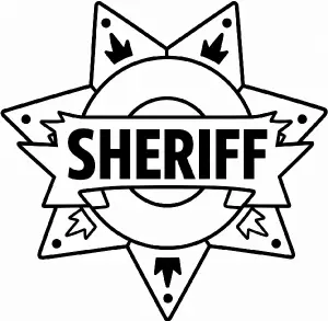 vybarvi černě vše co bylo původně černě vybarveno (nápis sheriff, ty kolečka a korunky v cípech hvězdy, ...)