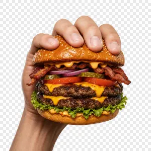 Chtěl bych chtěl bych aby ten burger s rukou byli bez pozadí a rámečku