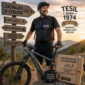 začínající e-cyklista- TESIL, ročník 1974. Dárek od kamarádů k 52 narozeninám.