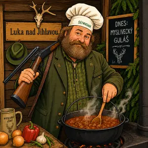 Změň nápis lovecká chata na Luka nad Jihlavou