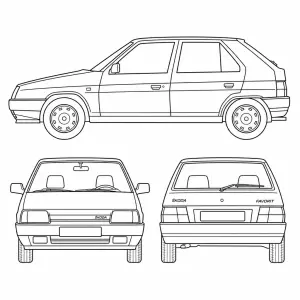 Prosím obrys kreslený auta Škoda Favorit