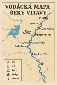 vodácká mapa řeky vltavy