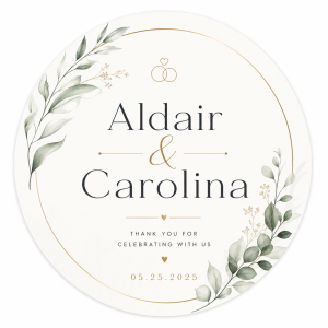 A label for a weeding Aldair and Carolina, super modern and pretty.