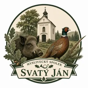 logo mysliveckého spolku Svatý Ján, kde bude kaplička, divočák a bažant