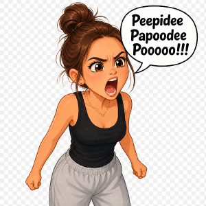 Doplň k postavičce bublinku s textem" Peepidee
Papoodee
Pooooo!!!