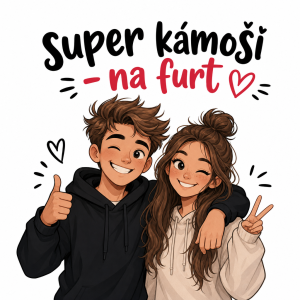 chlap a ženska to bude obrázek a nápis : super kámoši - na furt