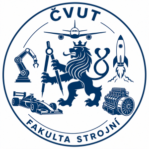logo čvut fakulta strojní, lev s korunkou, kružítko, letadlo, robot, formule, raketa, motor