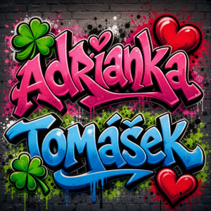 Jména Adrianka ?❤️ Tomášek ?❤️ grafity písmo