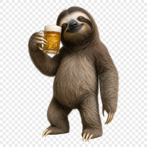 LENOCHOD S PIVEM V RUCE BEZ POZADÍ, LENOCHOD, NE MAMUT!