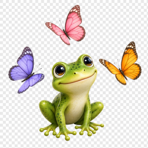 Žabičku s motýli bez pozadí