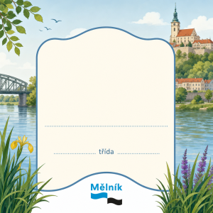 jen beze jména volný prostor na jméno a třídu. A dole logo města Mělník