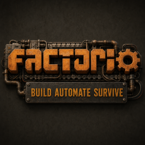 factorio logo, a napis